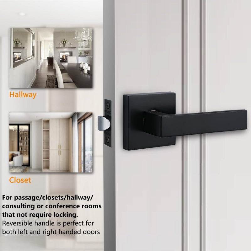 NEWBANG Solid Door Lever Handle Matte Black Finish - Image 2